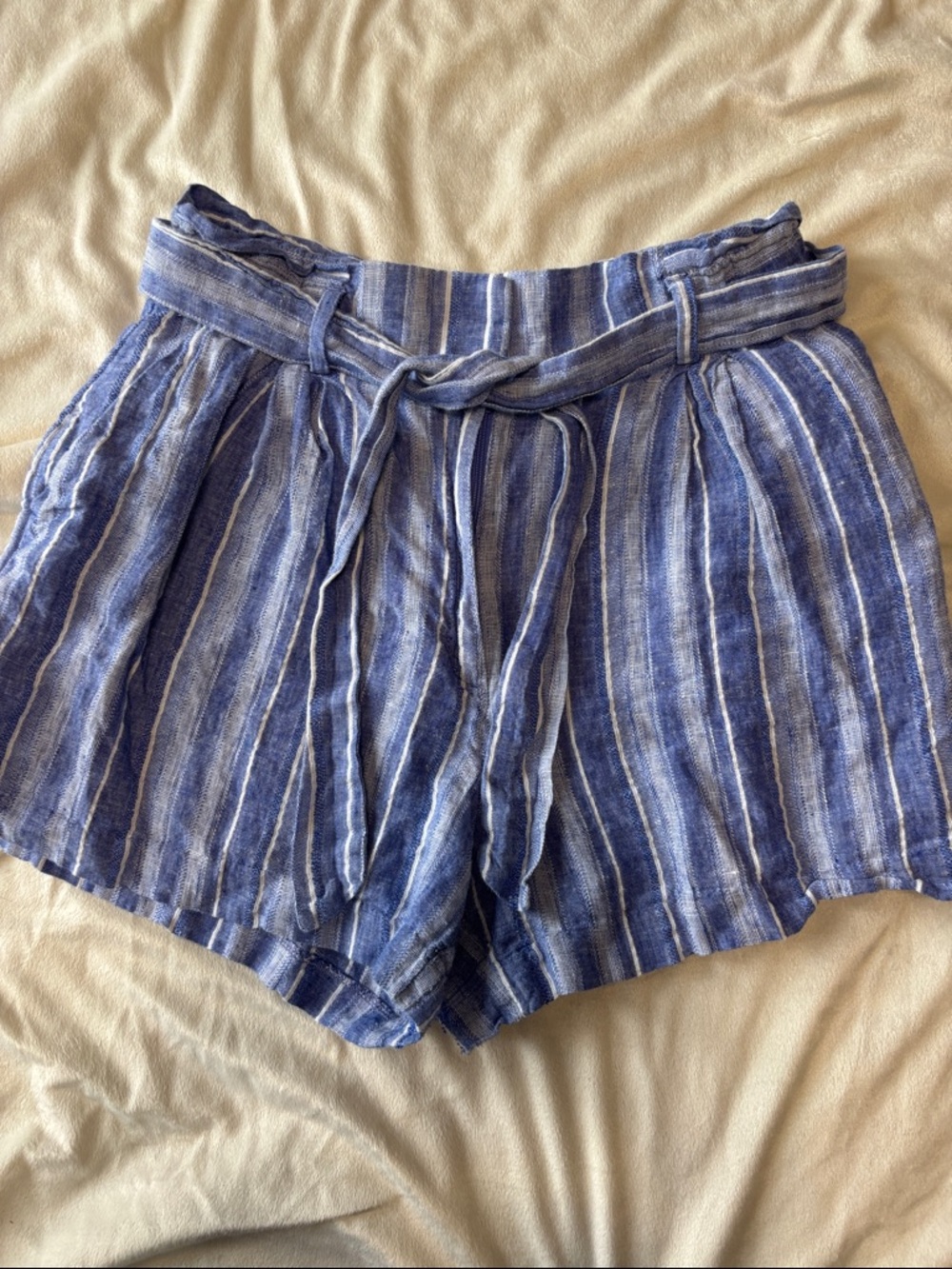 H&M Striped Blue Women’s Tie-Waist Shorts